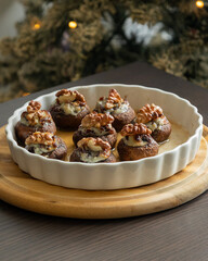 Festive Stuffed Mushrooms with Blue Cheese and Dried Cranberries – Holiday Appetizer