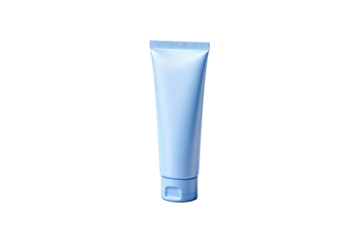 A light blue plastic tube for personal care products