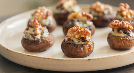 Festive Stuffed Mushrooms with Blue Cheese and Dried Cranberries – Holiday Appetizer