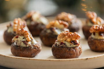 Festive Stuffed Mushrooms with Blue Cheese and Dried Cranberries – Holiday Appetizer