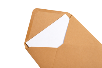 Brown envelope with a white sheet of paper inside for mailing or correspondence