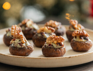 Festive Stuffed Mushrooms with Blue Cheese and Dried Cranberries – Holiday Appetizer