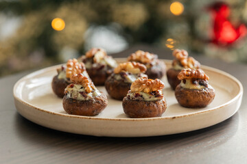Festive Stuffed Mushrooms with Blue Cheese and Dried Cranberries – Holiday Appetizer