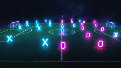 Neon Football Field Strategy Illustration