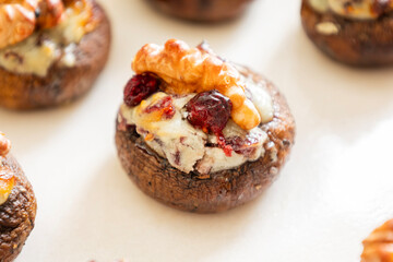 Festive Stuffed Mushrooms with Blue Cheese and Dried Cranberries – Holiday Appetizer