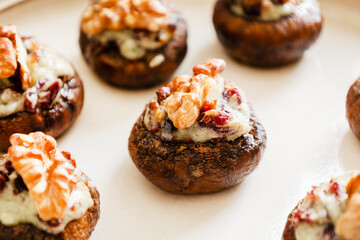 Festive Stuffed Mushrooms with Blue Cheese and Dried Cranberries – Holiday Appetizer