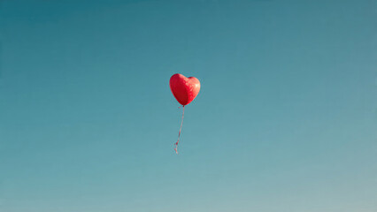 Fototapeta premium Red heart balloon against clear sky