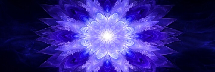 A stunning fractal mandala with vibrant blue and purple gradients layered in intricate designs.