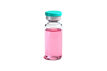 Vial with pink liquid for medical or scientific use