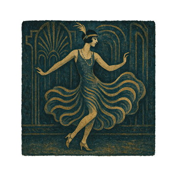 Art deco flapper woman dancing 1920s roaring twenties