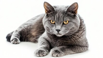 Video A gray cat relaxing on a white surface - Powered by Adobe