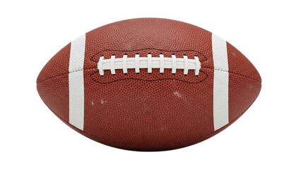American football with white laces and stripes on brown leather sport game