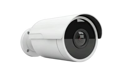 Modern White Surveillance Security Camera With Black Accents And Lens On Transparent Background Technology And Safety Equipment