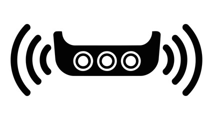 Automotive parking sensors icon with signal waves for assisted obstacle detection, illustrating safer reversing technolo