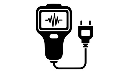 Car diagnostic tool for vehicle fault detection and system analysis, showing waveform on screen and connected plug