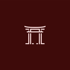Torii gate line art logo with clean traditional minimal lines.