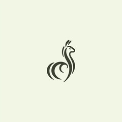 Obraz premium Llama line style logo with clean minimalist stroke design.