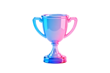A shiny gradient colored trophy cup representing achievement and victory
