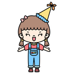 little girl with party hat