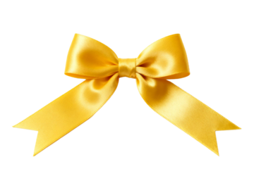 Bright yellow satin ribbon bow for decorative purpose