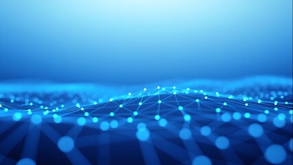 Abstract blue network grid with glowing nodes and lines image