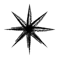 Sparkling star doodle sketch. A hand-drawn star illustration with doodle sparkles, perfect for adding a whimsical touch to Christmas, winter, or holiday designs. A graphics design element. PNG