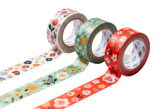 Colorful decorative washi tapes with floral patterns - Powered by Adobe