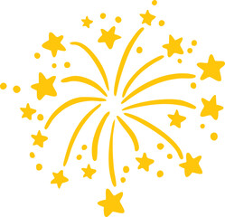 Obraz premium Cute cartoon firework burst illustration with bright colorful lines and playful festive style, charming celebration element perfect for holiday and party designs on white background