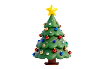 Obraz premium Colorful decorated Christmas tree with a yellow star on top
