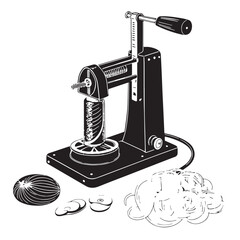 Black vegetable spiralizer Silhouette Vector, High Quality Illustration on White Background