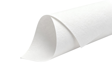 Rolled white paper sheet showing texture and smooth surface