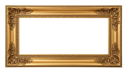 Ornate gold picture frame with decorative corner accents and blank white space gold frame