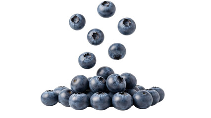 Pile of fresh ripe blueberries falling from above against dark background blueberry fruit