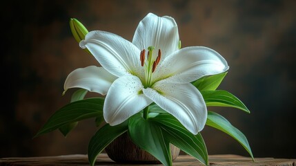 Obraz premium White lily in a vase, studio shot