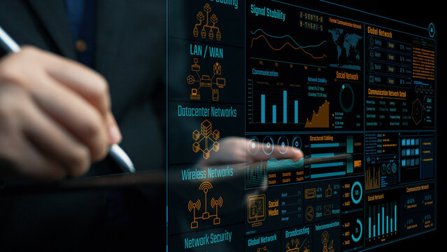 Explore the intricate world of communication networks through this visually compelling data presentation showcasing connectivity, security, and performance insights in modern IT infrastructure. Cipher