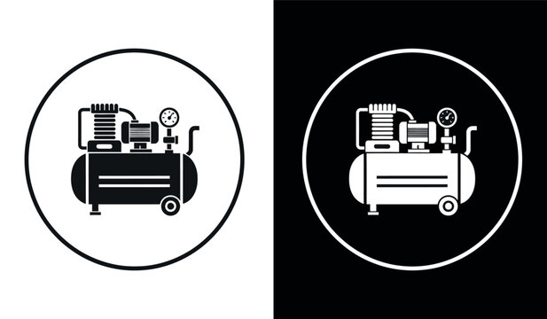 Air compressor illustration black and white vector design