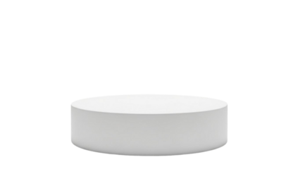 White cylindrical podium on a black background with white top surface cylinder