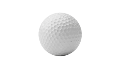 White dimpled golf ball with hexagonal pattern on black background sport