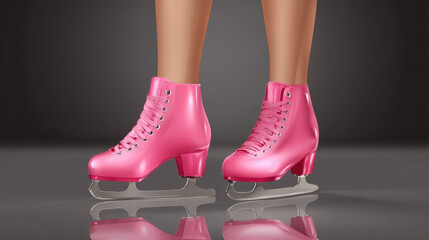 Pink figure skates ready for the ice rink, perfect for winter sports and ballet skating. These stylish pink skates are ideal for figure skating, offering both elegance and performance on the ice