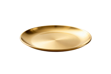 Shiny golden round plate for decorative or serving purposes