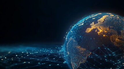 Global Network of Digital Technology and Data Connections Illuminating Continents Across the World