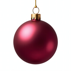 Velvet plum Christmas bauble with subtle sheen and realistic texture, isolated cleanly on a transparent background for festive designs