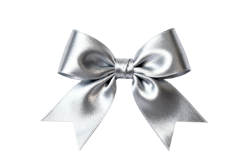 Shiny silver ribbon bow for festive decoration or gift wrapping