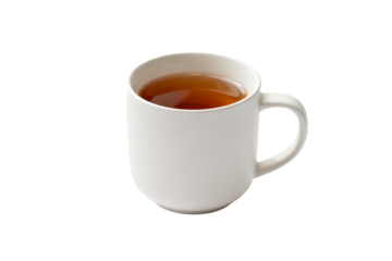 A white cup filled with brown tea for relaxing moments