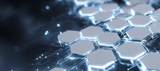 Obraz premium Digital hexagon element geometry background. Generative AI technology.