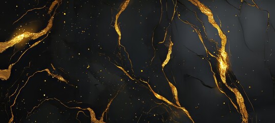 Dramatic Black Marble with Golden Veining A Luxurious and Exquisite Texture for Elegant Decoration