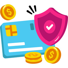 Padlock with card, icon of secure atm card