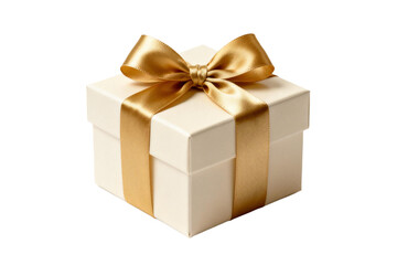 Obraz premium A white gift box with a golden ribbon for special occasions