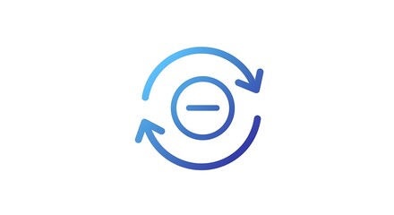 Circular arrows with a minus sign vector icon.
