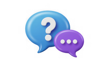 Question mark and typing chat bubbles 3d illustration design. 3d illustration. PNG with transparent background